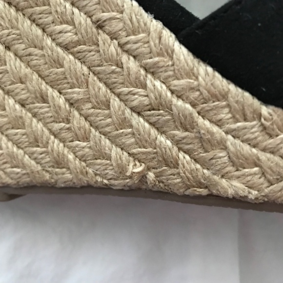 ONLY Wedge Sandals 39/Size 8 Black Cream Brown Ankle Strap - Picture 10 of 10